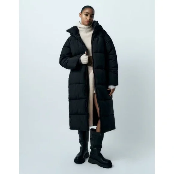 Zara anorak extra long puffer coat black - Picture 11 of 12